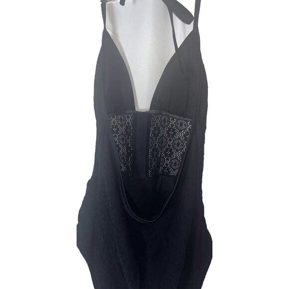 XL Mossimo One Puce Black Swimsuit Woman Halter Crochet Padded Nylon/Spandex - Picture 6 of 8